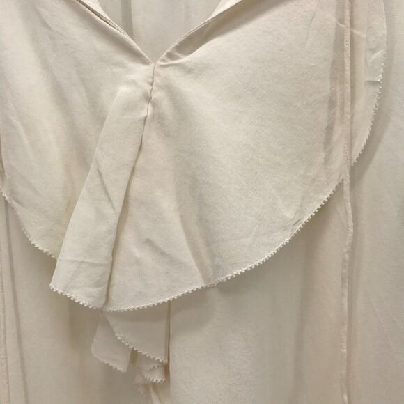 Lilly Pulitzer Cami Tank Womens XS Ivory Silk Ruffled V Neck Tasseled Boho - Picture 4 of 11